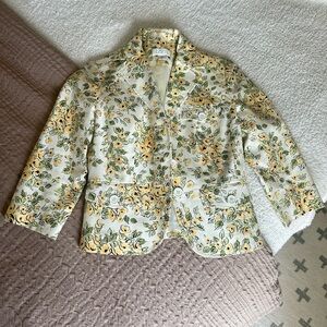 J. Crew Yellow and Green Floral Blazer